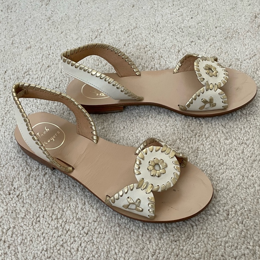 Jack Rogers Leather Medallion Flat Sandals Women’s Size 7